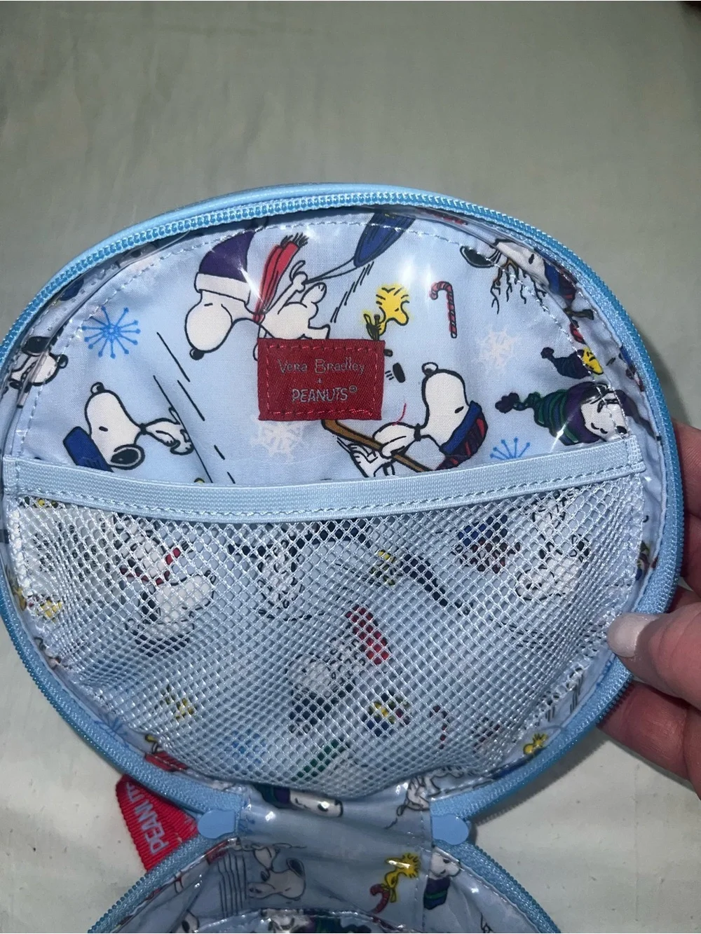 Vera Bradley Peanuts Holiday Snoopy & Woodstock Round Pouch